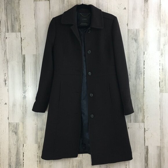J.Crew Womens 2 Button Front Italian Double Cloth Wool Classic Lady Day Coat - Picture 1 of 16